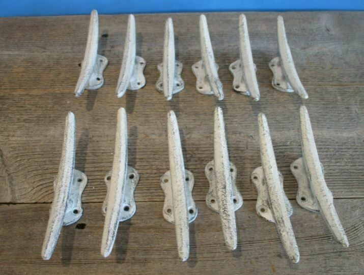 WHITE DISTRESSED CLEAT HOOKS / DRAWER PULLS