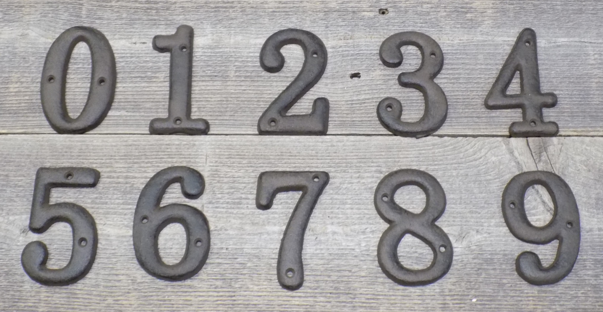 RUSTIC CAST IRON NUMBERS SET 0-9