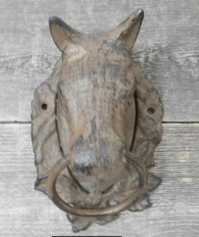 LARGE CAST IRON HORSE HEAD WITH RING