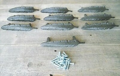 FEATHER DRAWER PULLS WITH MOUNTING SCREWS!