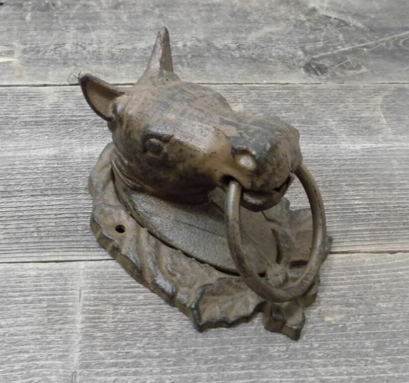 LARGE CAST IRON HORSE HEAD WITH RING