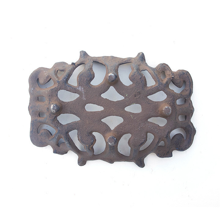 RUSTIC CAST IRON BUSINESS CARD HOLDER / COIN DISH / KEY TRAY