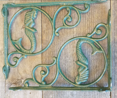 CAST IRON NAUTICAL MERMAID BRACKETS CAST IRON NAUTICAL MERMAID BRACKETS