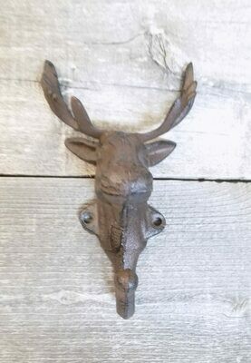Rustic Elk Deer Moose Head Hooks Cast Iron Coat Hook Rack Restoration Hat