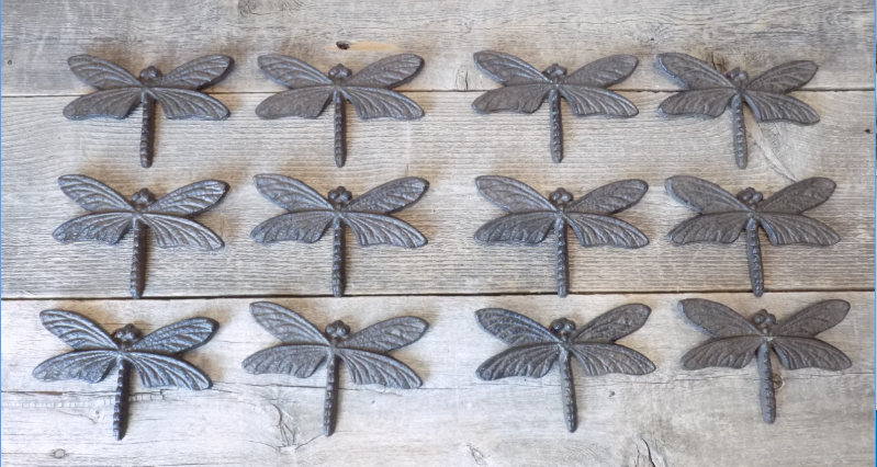 CAST IRON DRAGONFLY WALL DECOR WITH HANGING RING