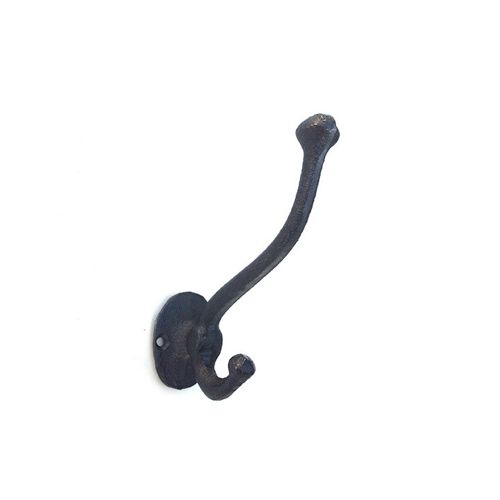 BLACK SCHOOL CAST IRON LONG  ACORN HOOK