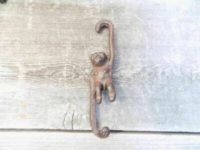 SMALL CAST IRON MONKEY HOOK FOR PLANTS OR DECORATION, 4 1/2 SMALL CAST IRON MONKEY HOOK FOR PLANTS OR DECORATION, 4 1/2