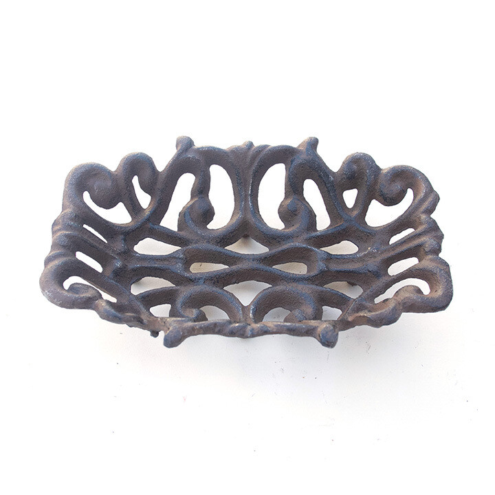 RUSTIC CAST IRON BUSINESS CARD HOLDER / COIN DISH / KEY TRAY