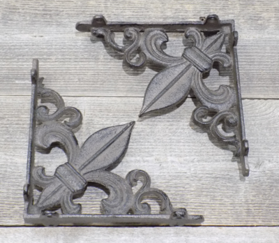 CAST IRON FLEUR DE LIS BRACKETS 7 1/4 CAST IRON FLEUR DE LIS BRACKETS 7 1/4