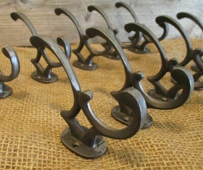 IRON EDWARDIAN DOUBLE COAT HOOK