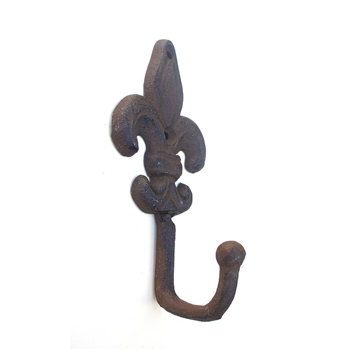 FLEUR DE LIS RUSTIC CAST IRON WALL HOOK