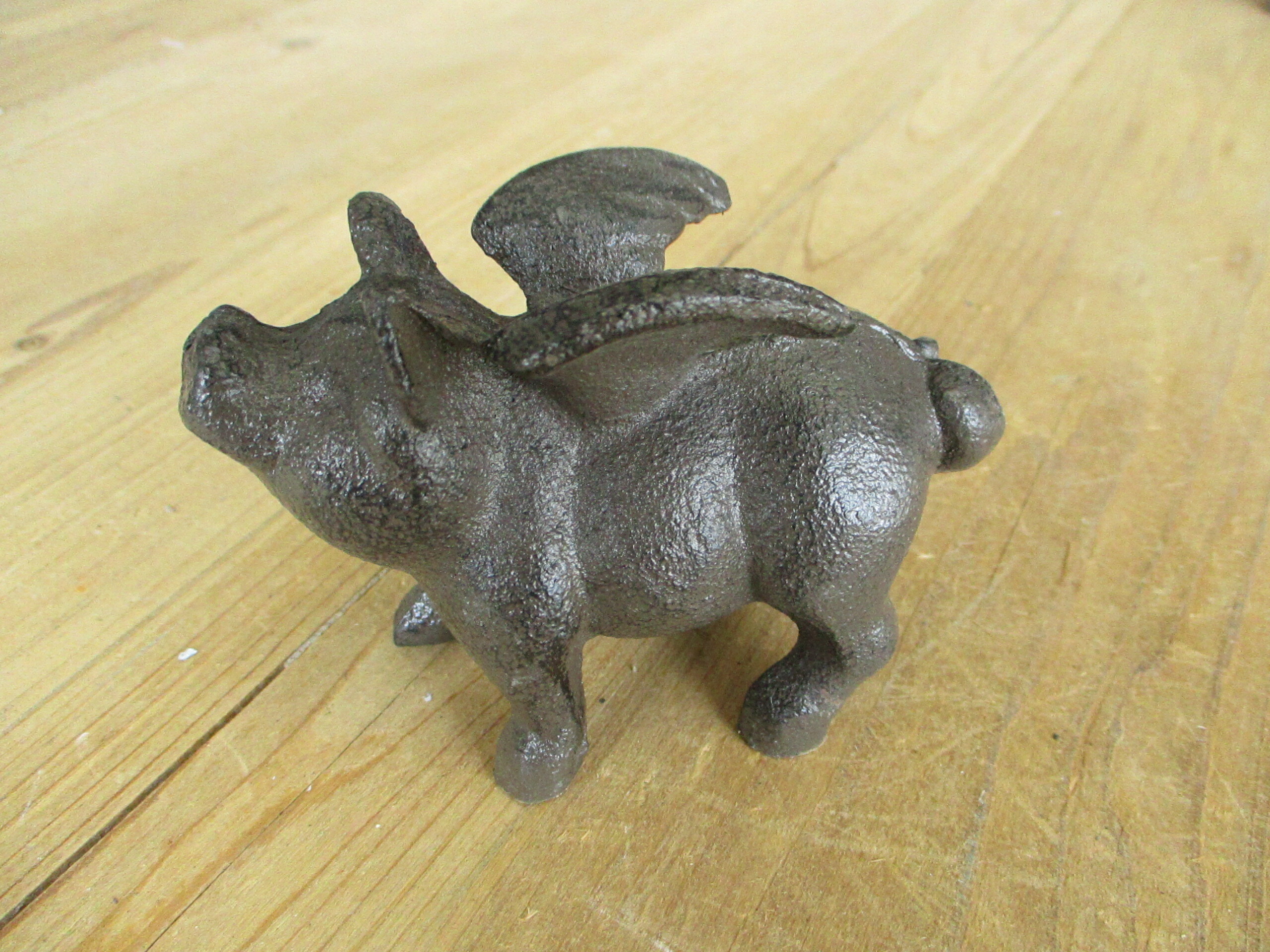 Small Cast Iron Flying Pig Paper Weight Only 3 3/4" long Set of Six 0184-10006 