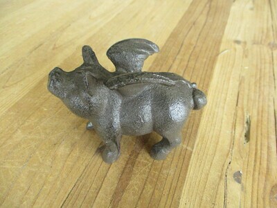 CAST IRON FLYING PIG PAPERWEIGHT / DECOR