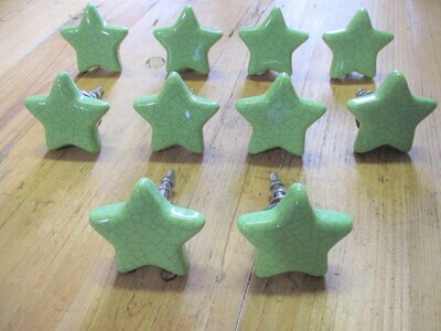 CERAMIC GREEN STAR DRAWER PULL CERAMIC GREEN STAR DRAWER PULL