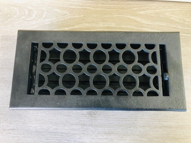 4 4" X 10" VENT REGISTER COVER / OVERALL 5 1/2" x 11 1/2" / ORNATE IRON DESIGN
