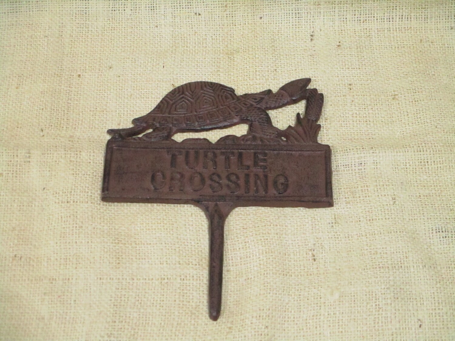 CAST IRON TURTLE CROSSING SIGN