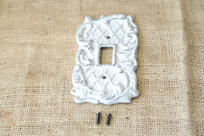 CAST IRON DISTRESSED WHITE LIGHT SWITCH PLATE COLVER