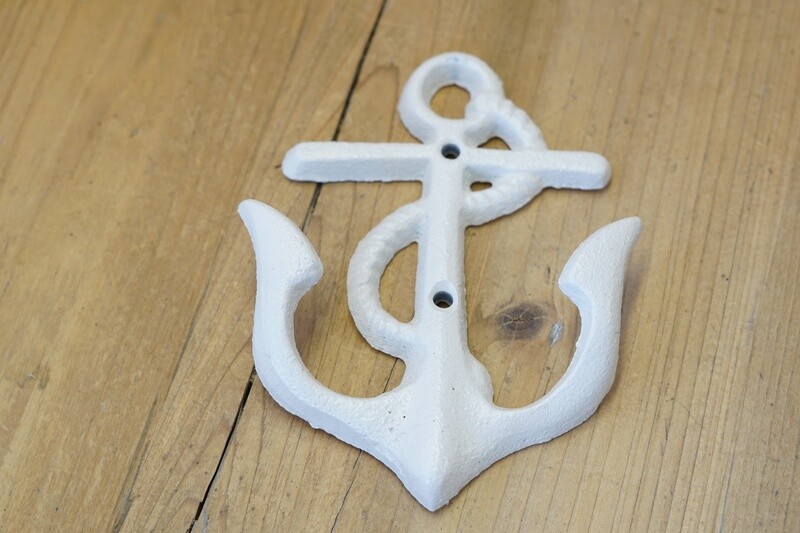 NAUTICAL WHITE CAST IRON ANCHOR HOOK NAUTICAL WHITE CAST IRON ANCHOR HOOK