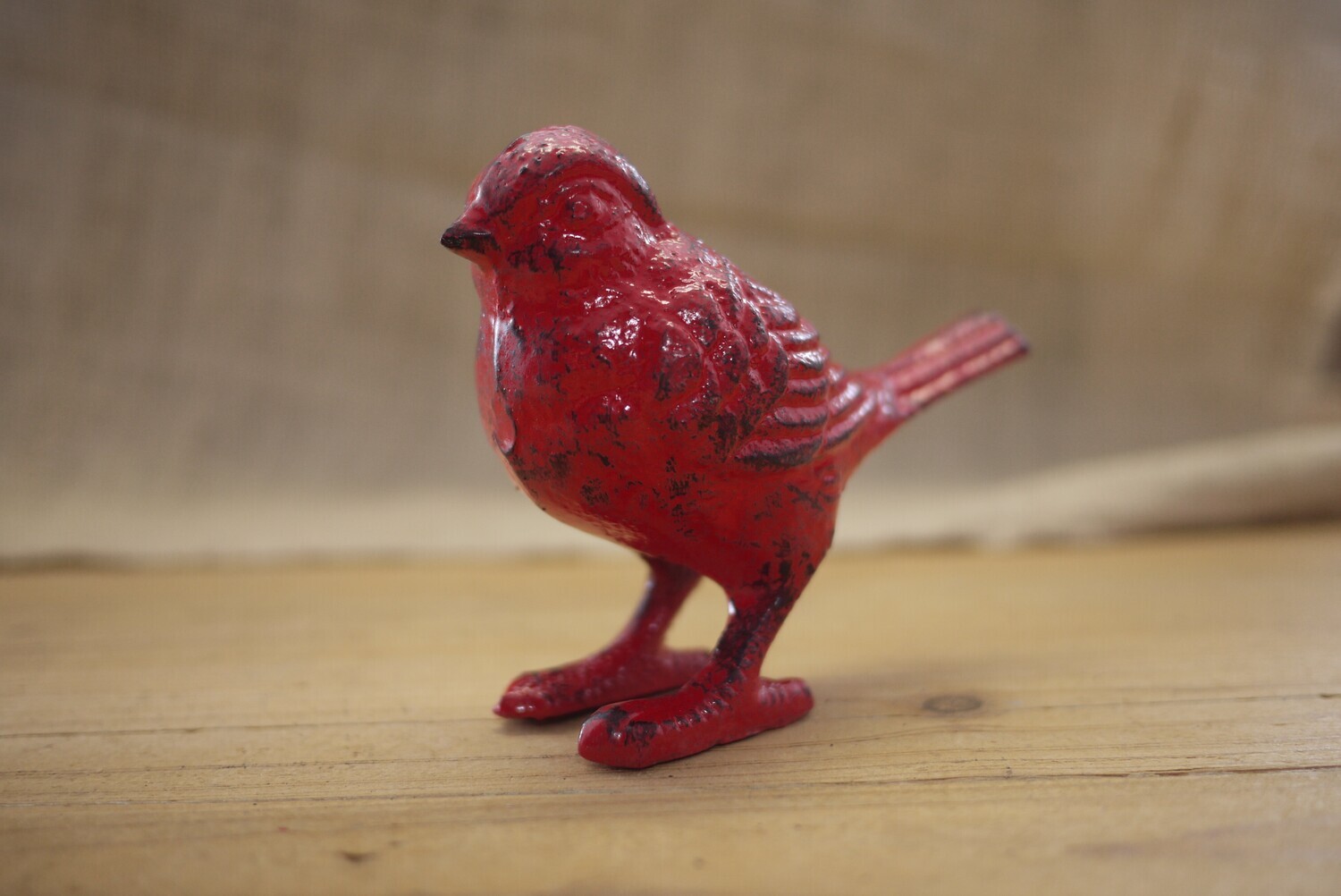 CAST IRON RED BIRD FIGURE / CARDINAL