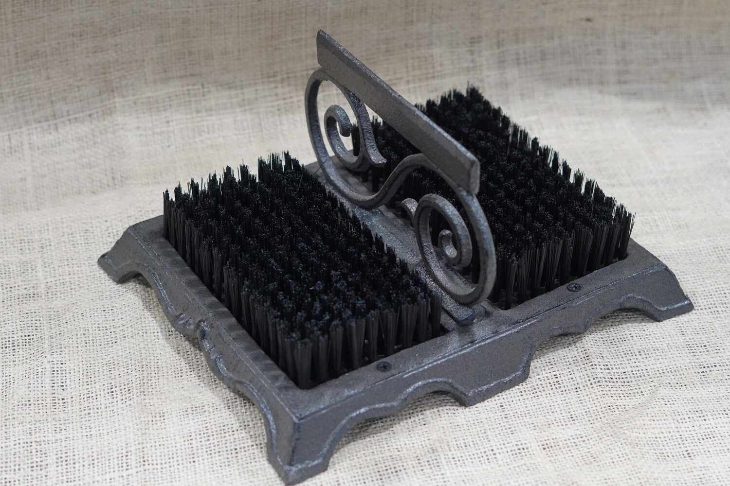 RUSTIC CAST IRON DOUBLE SCROLL BRUSH BOOT / SHOE SCRAPER