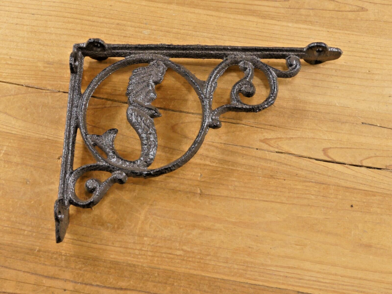 CAST IRON RUSTIC NAUTICAL MERMAID BRACKETS