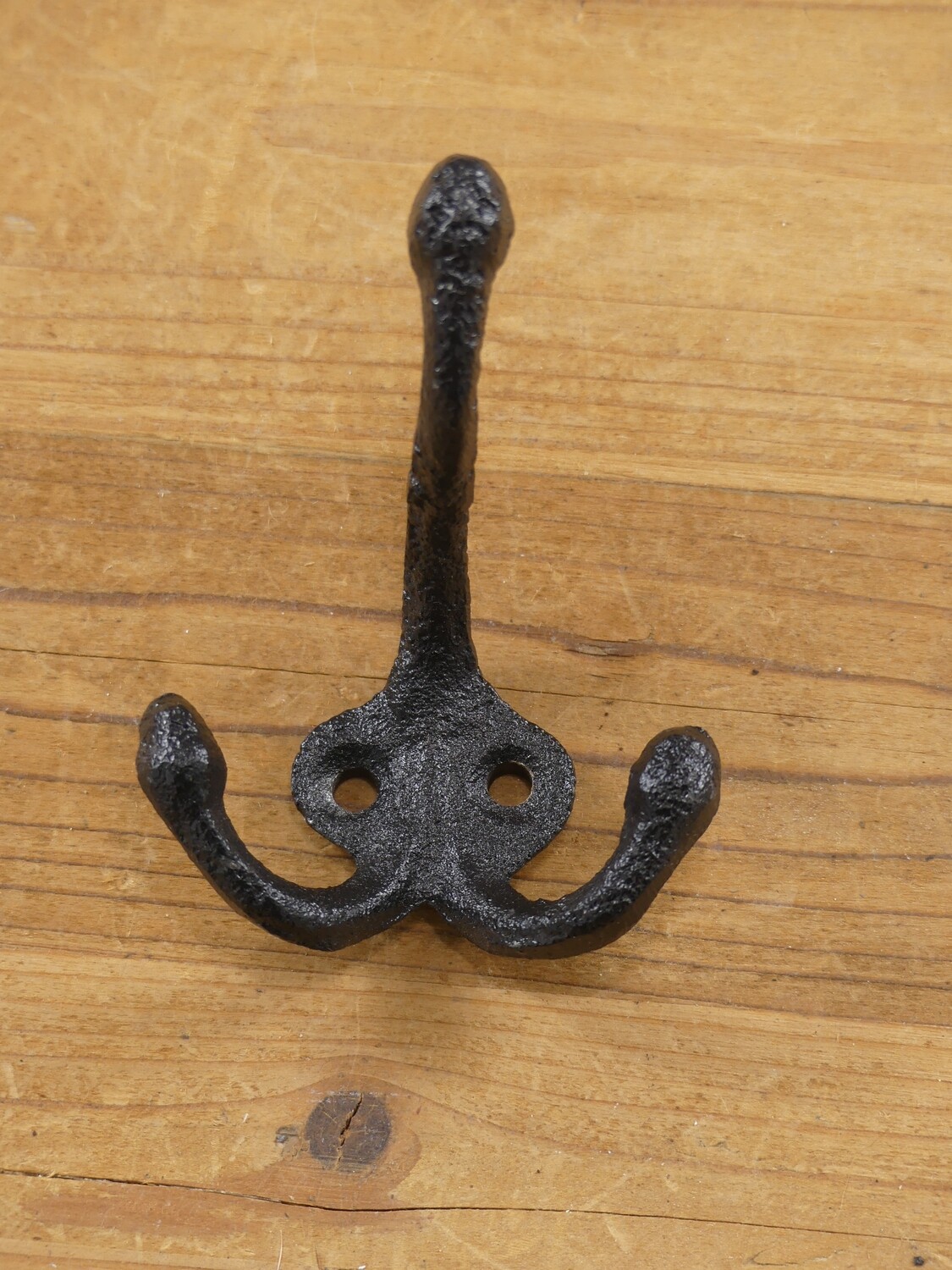 Black Cast Iron Acorn Double Hook