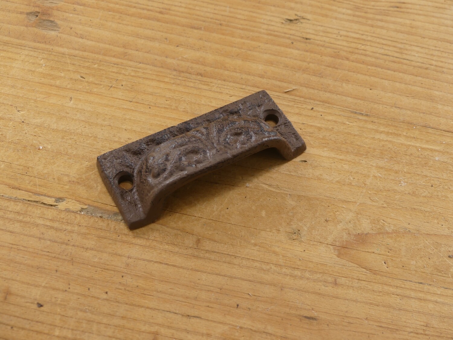 Small Cast Iron Brown 3" Ornate Cup Bin Pull