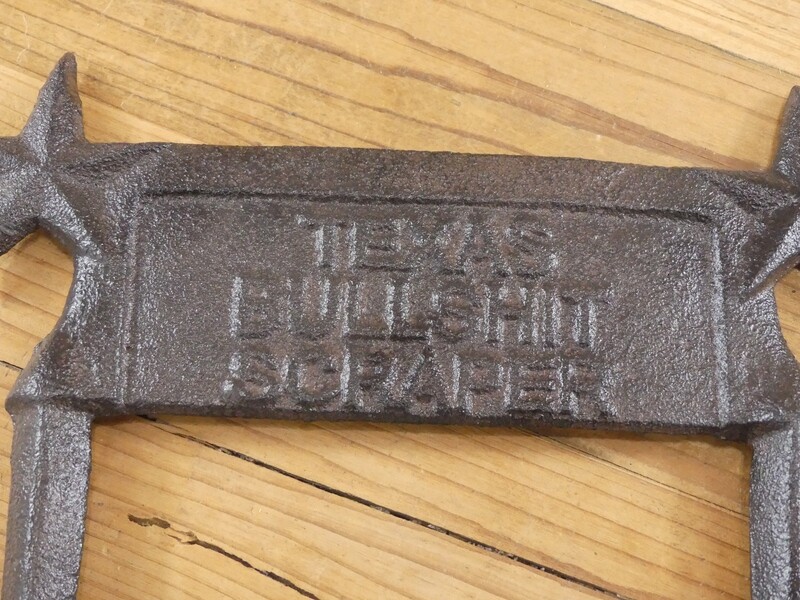 CAST IRON TEXAS BULLSHIT SHOE / BOOT SCRAPPER SIGN