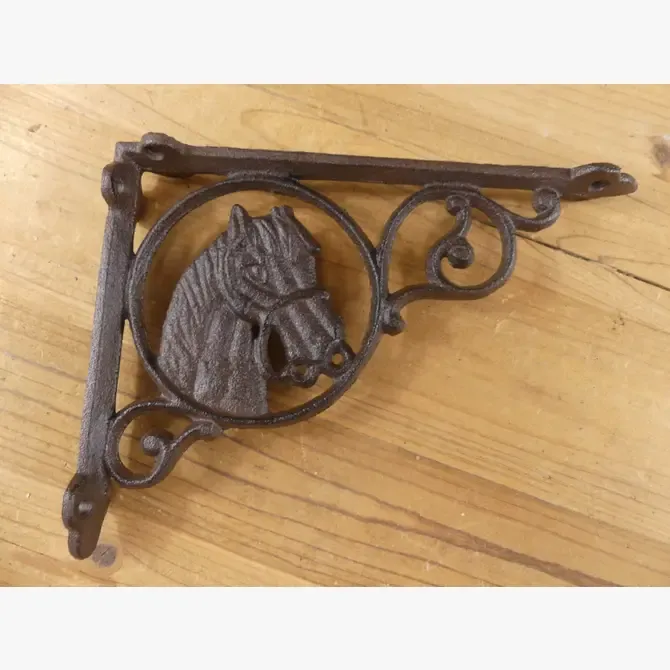 CAST IRON RUSTIC HORSE HEAD SHELF BRACKETS