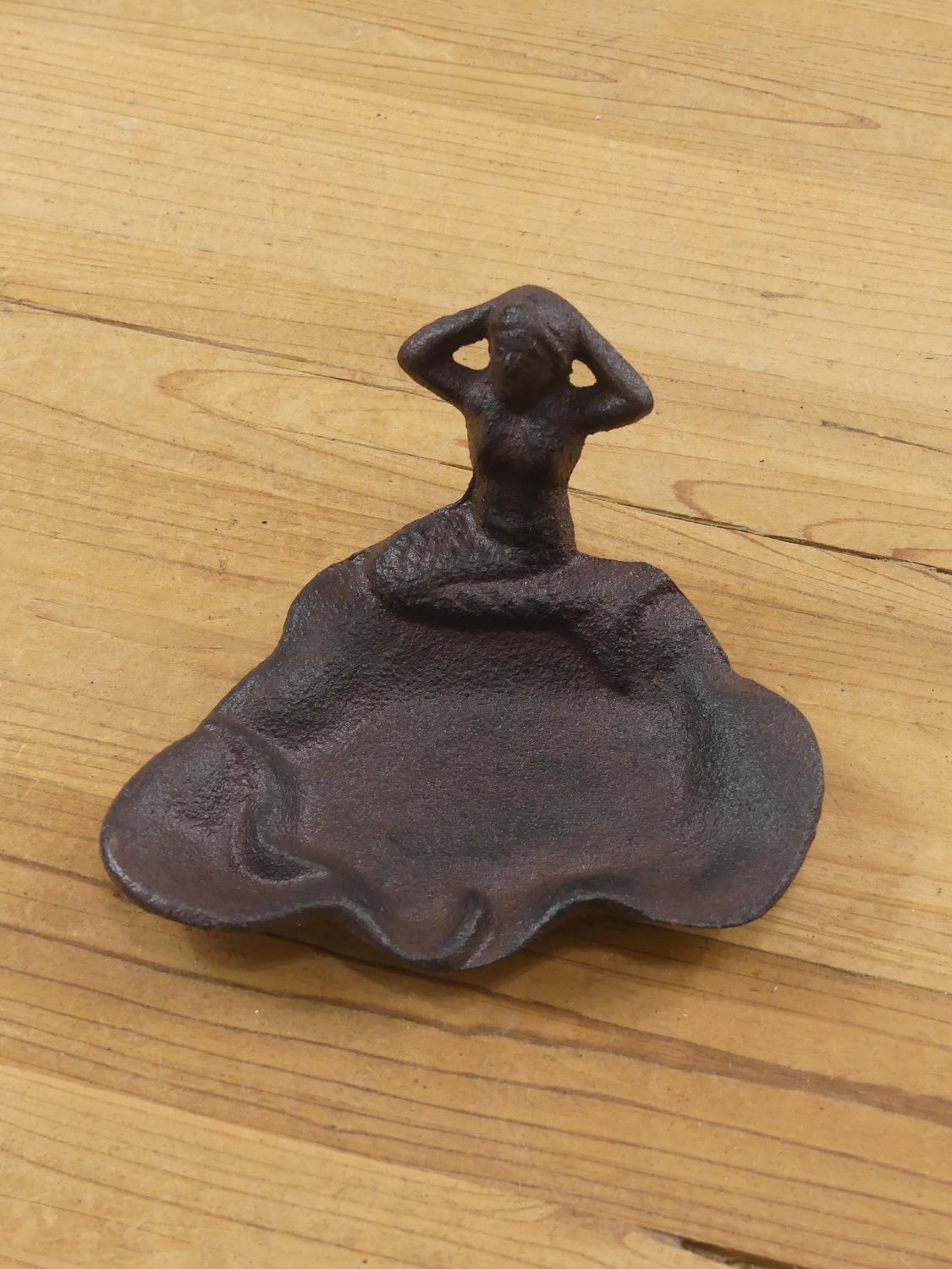 RUSTIC CAST IRON MERMAID DISH, 5 3/4" WIDE X 4" DEEP