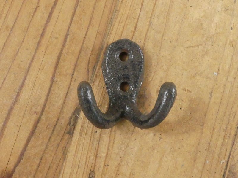 Small Cast Iron Rustic Double Coat Hook