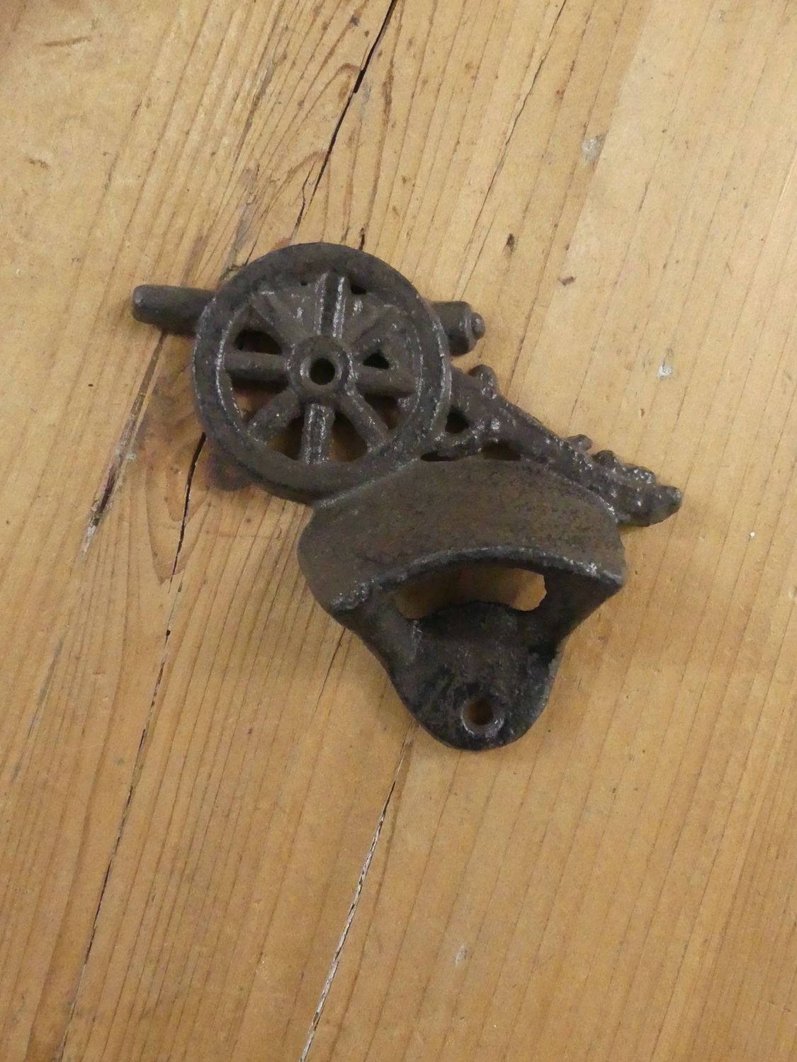 CAST IRON CANNON SHAPED BOTTLE OPENER