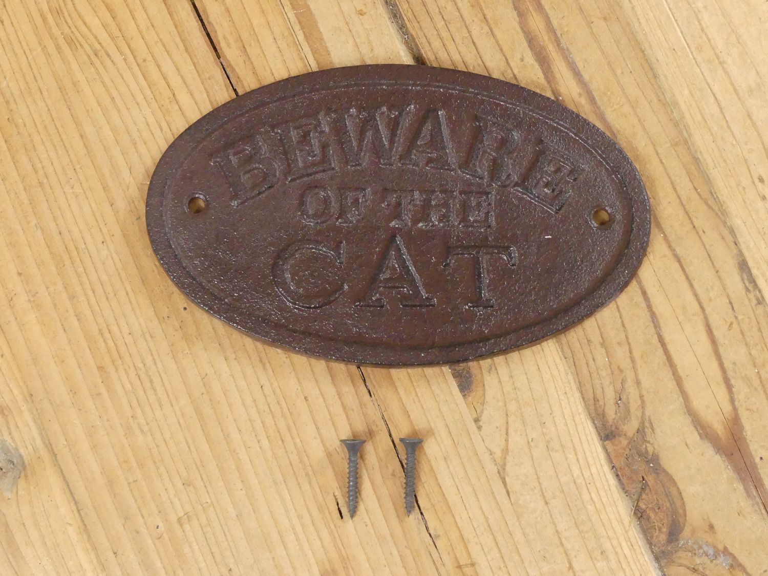 CAST IRON BEWARE OF THE CAT SIGN