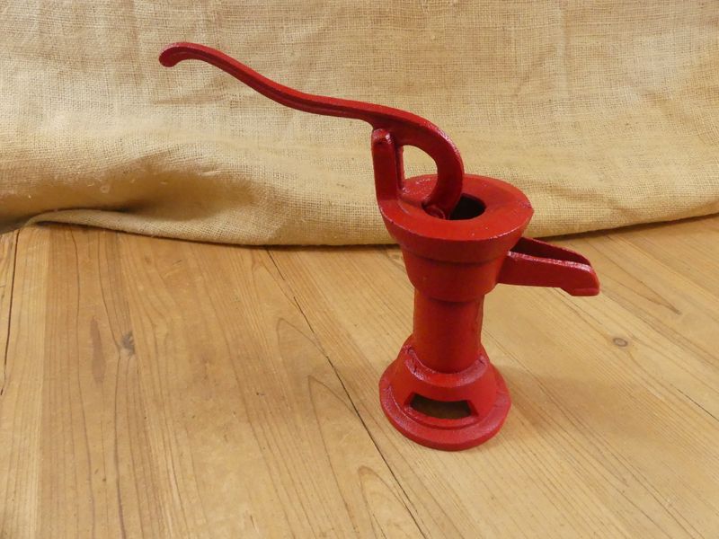 RED CAST IRON WELL PUMP CISTERN, 9 RED CAST IRON WELL PUMP CISTERN, 9"
