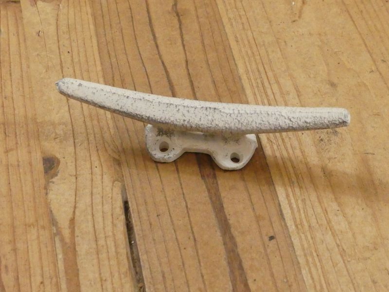 Distressed White Cleat Hook: A Nautical Touch for Your Home