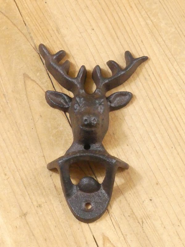 CAST IRON DEER BOTTLE OPENER READS CAST IRON DEER BOTTLE OPENER READS "OPEN HERE"
