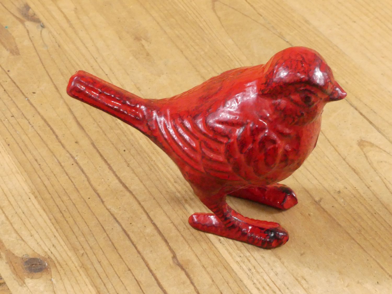 CAST IRON RED BIRD FIGURE / CARDINAL