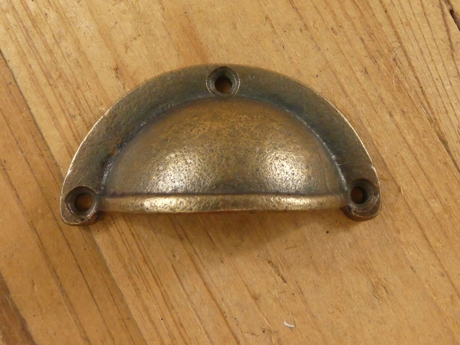 CUP DRAWER PULLS, 3 " WIDE BRASS COLOR