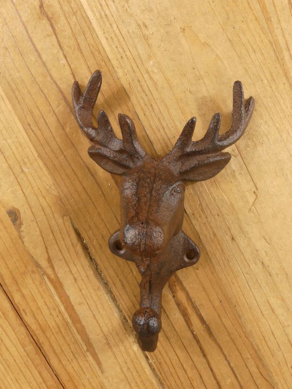 CAST IRON RUSTIC ELK/ DEER/MOOSE HEAD HOOK