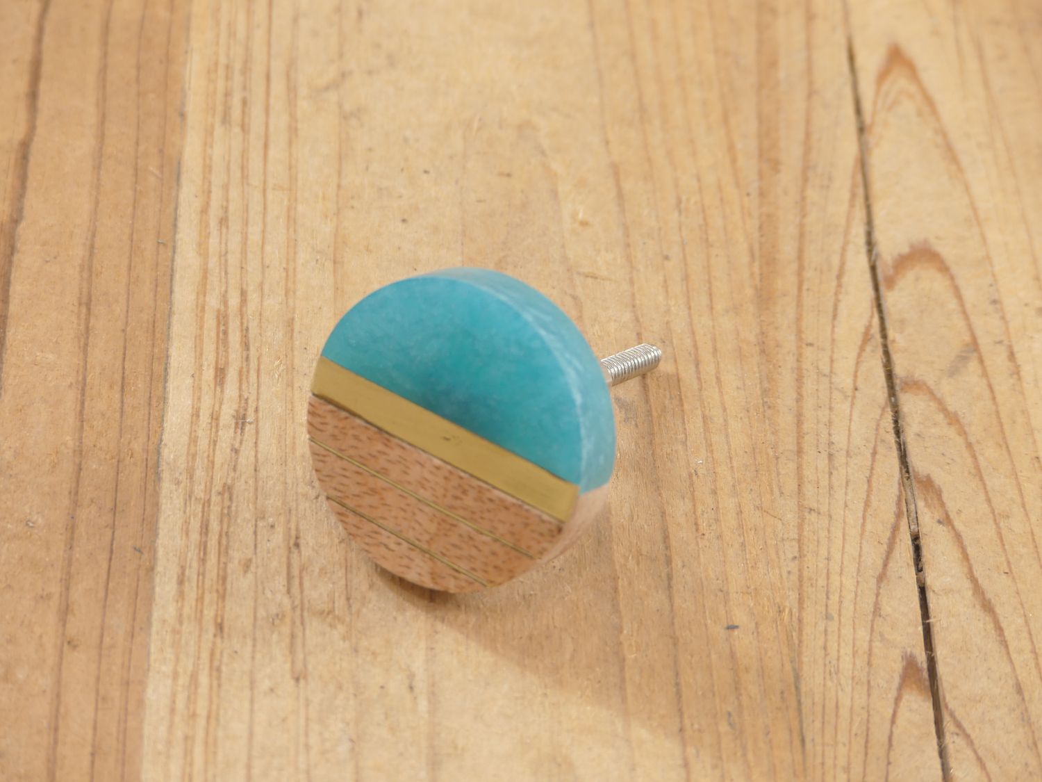 MID-CENTURY STYLE WOOD RESIN WITH GOLD COLOR LINE