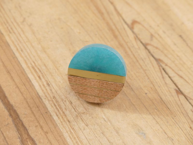 MID-CENTURY STYLE WOOD RESIN WITH GOLD COLOR LINE