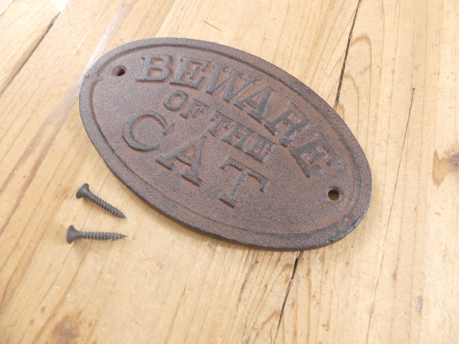 CAST IRON BEWARE OF THE CAT SIGN