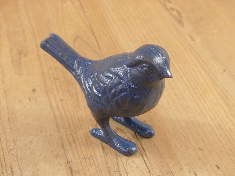 CAST IRON BIRD FIGURE BLUE COLOR
