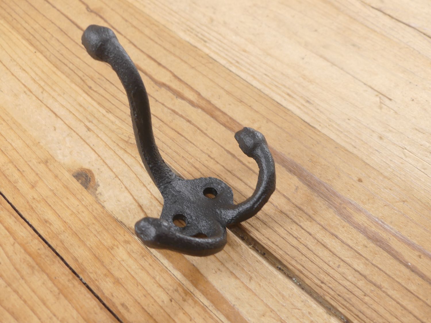 Black Cast Iron Acorn Double Hook