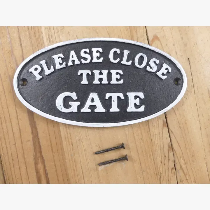 Cast Iron "Please Close The Gate" Sign