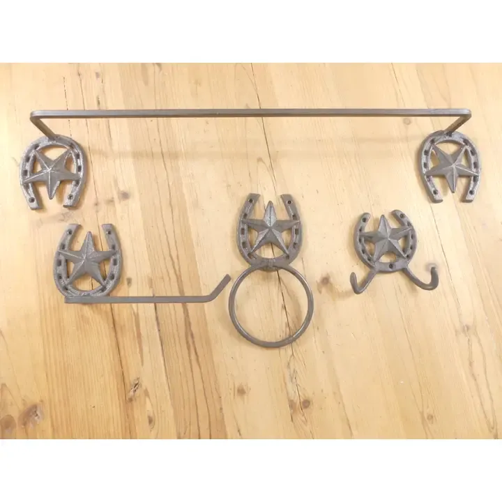 4 PIECE RUSTIC HORSESHOE AND STAR BATHROOM SET