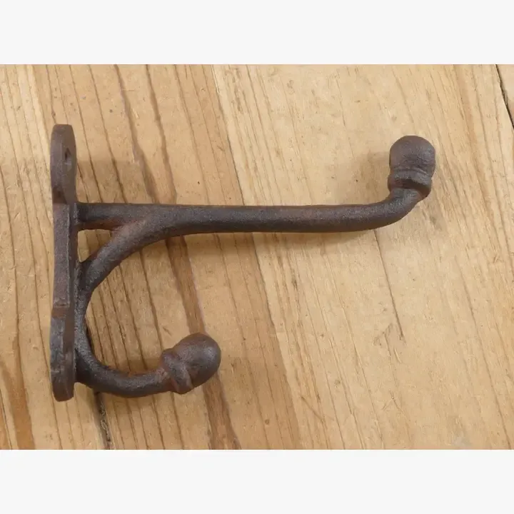 LONG RUSTIC CAST IRON ACORN DOUBLE HOOK, 5 1/2 LONG RUSTIC CAST IRON ACORN DOUBLE HOOK, 5 1/2"