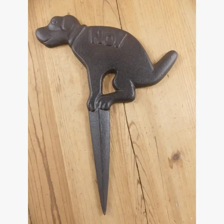 CAST IRON NO POOPING DOG YARD / LAWN SIGN GROUND STAKE