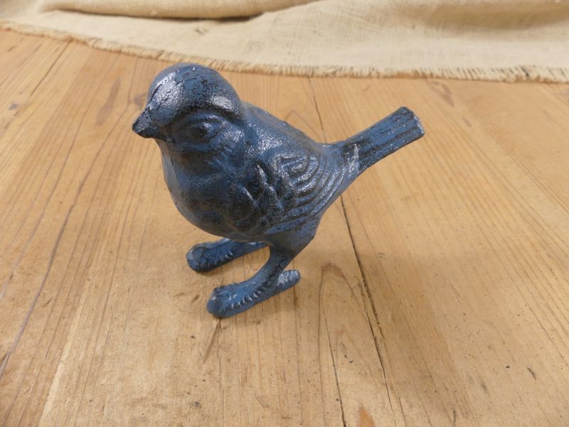 CAST IRON BIRD FIGURE BLUE COLOR