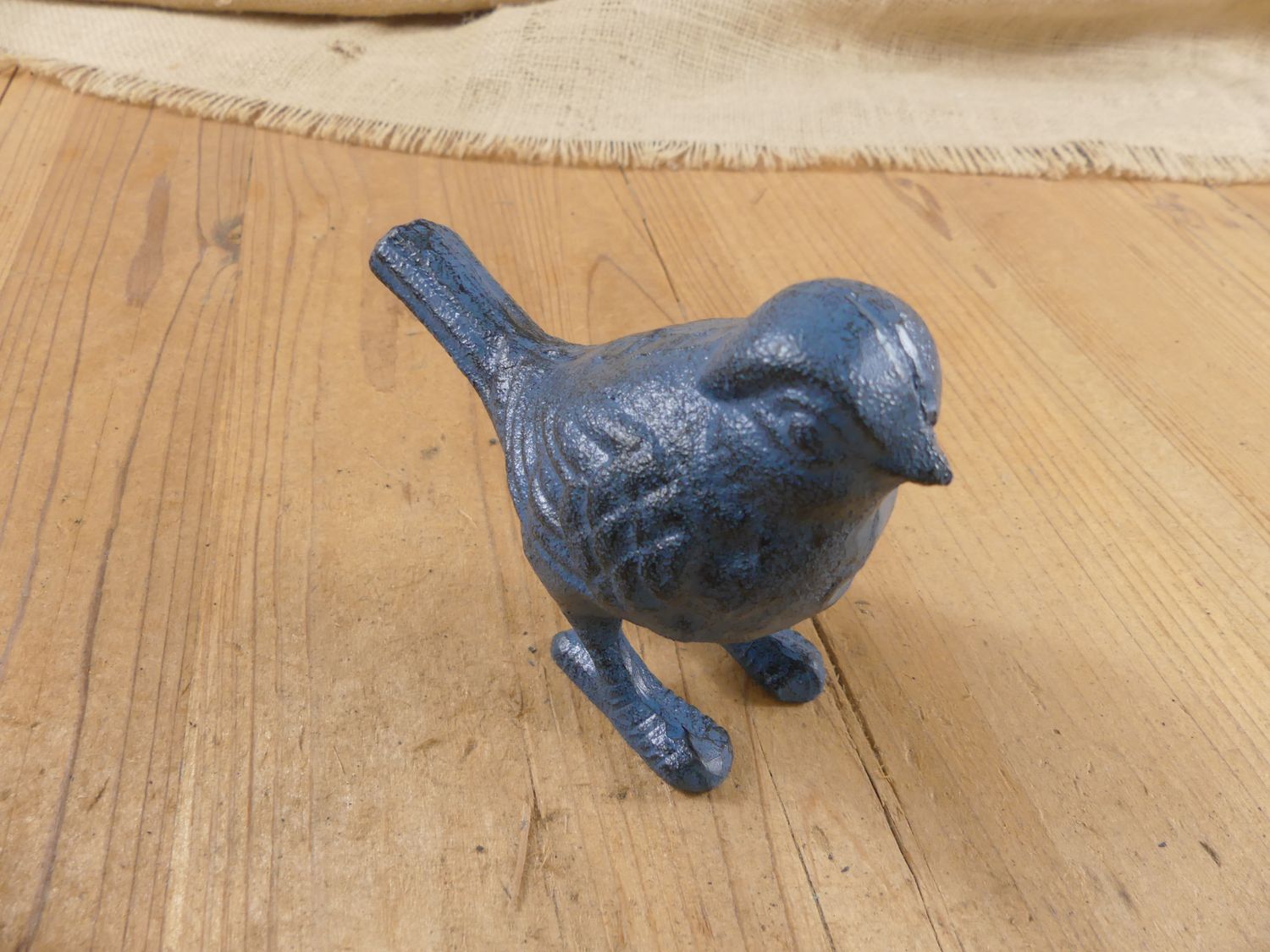CAST IRON BIRD FIGURE BLUE COLOR